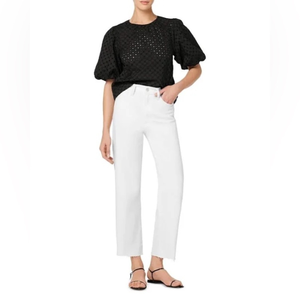 Joe's Women's White Denim High Rise Wide Leg Jeans
